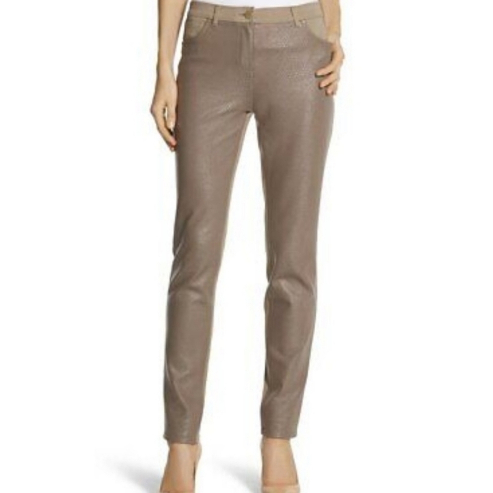 Chico's snakeskin tan ponte knit slim pants